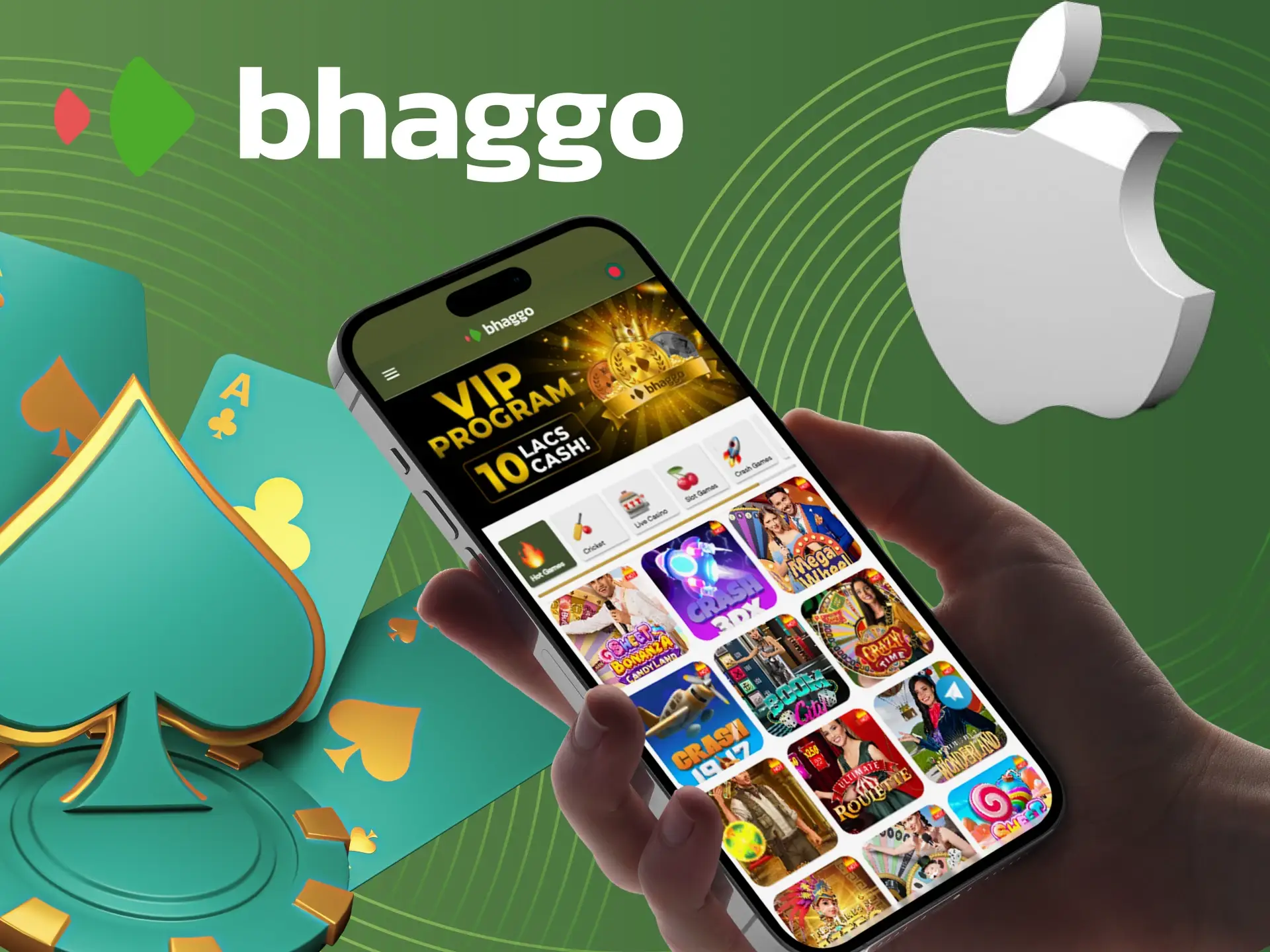 Which iOS devices support the Bhaggo online casino app.