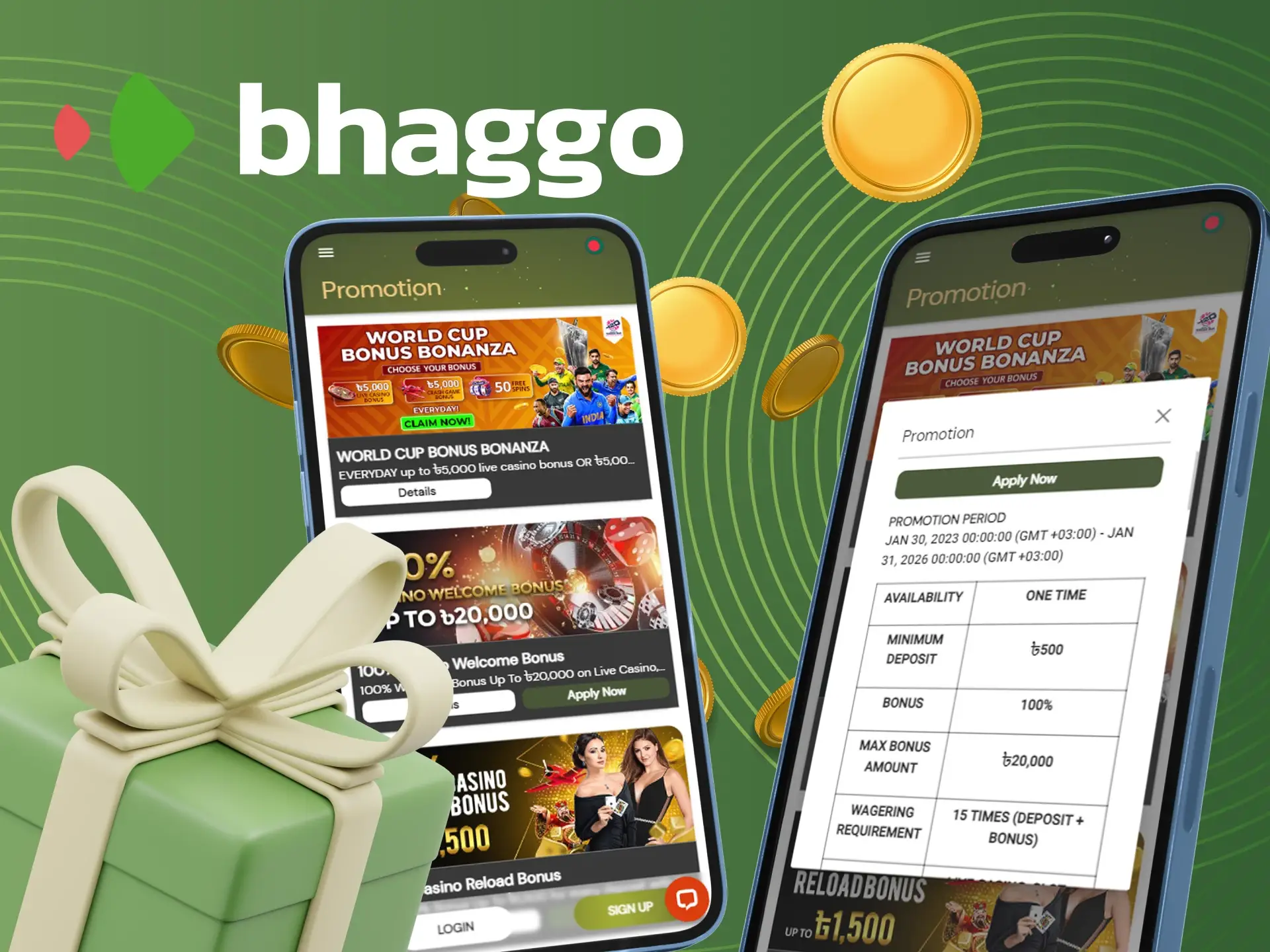 What bonuses can I get at Bhaggo online casino.