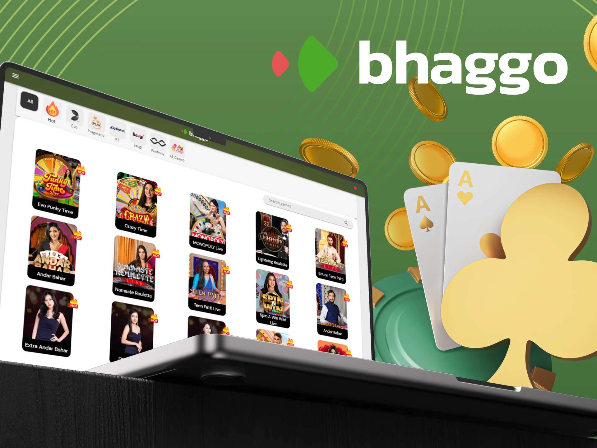 What games are there in the live casino section at Bhaggo online casino.