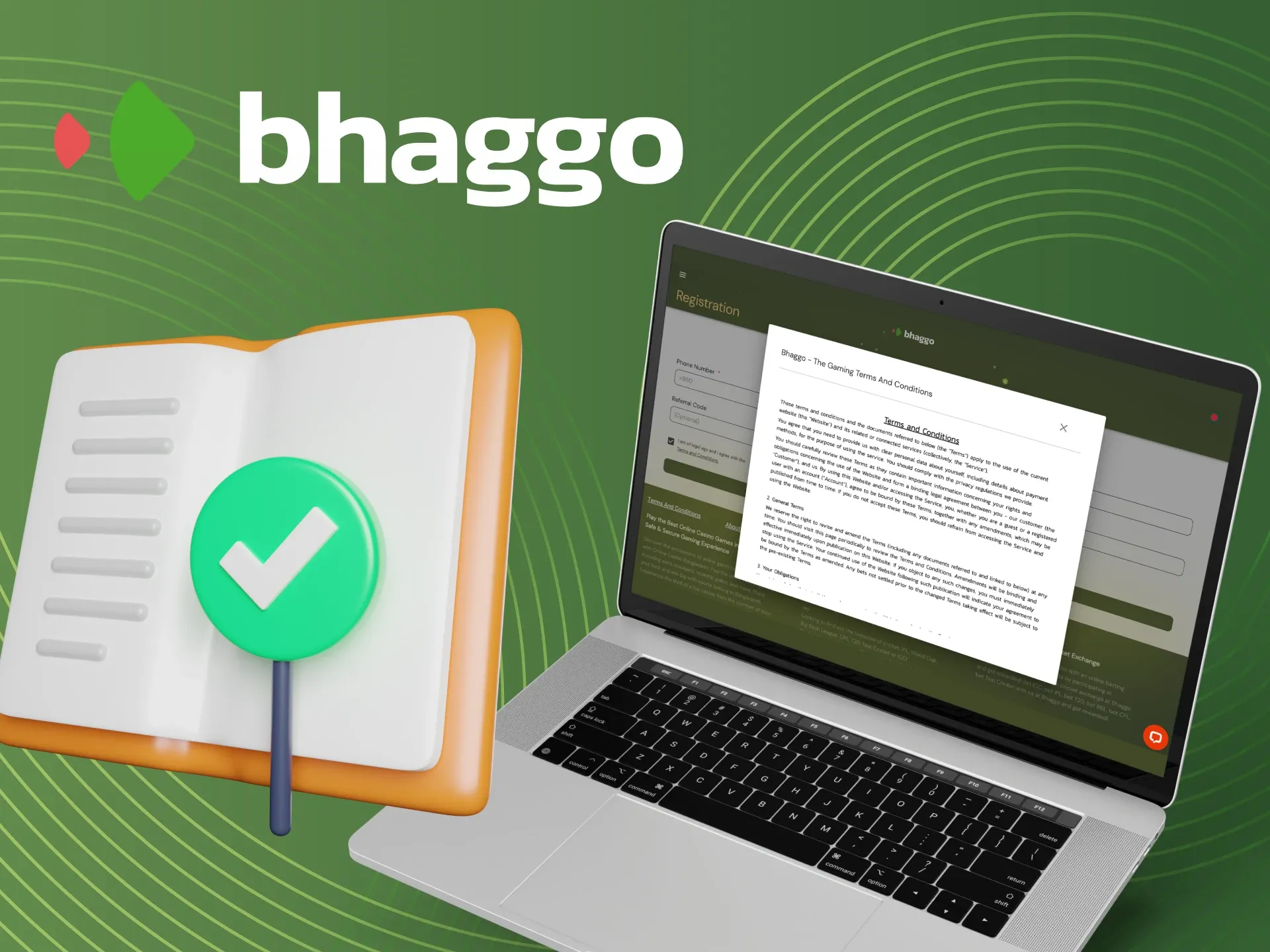 What are the conditions for registration on the Bhaggo online casino website.