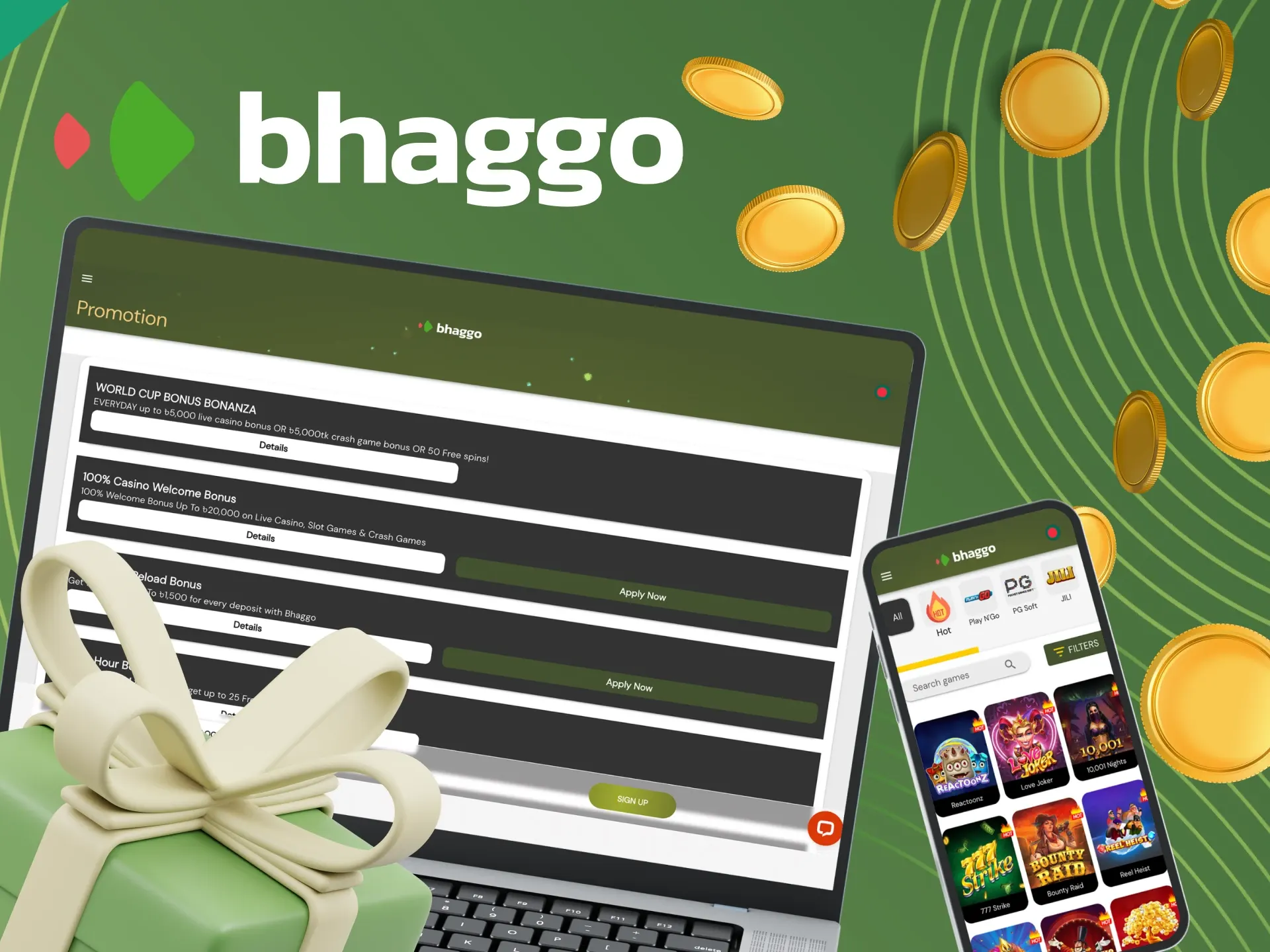Promotions and welcome bonuses for slot players at Bhaggo.