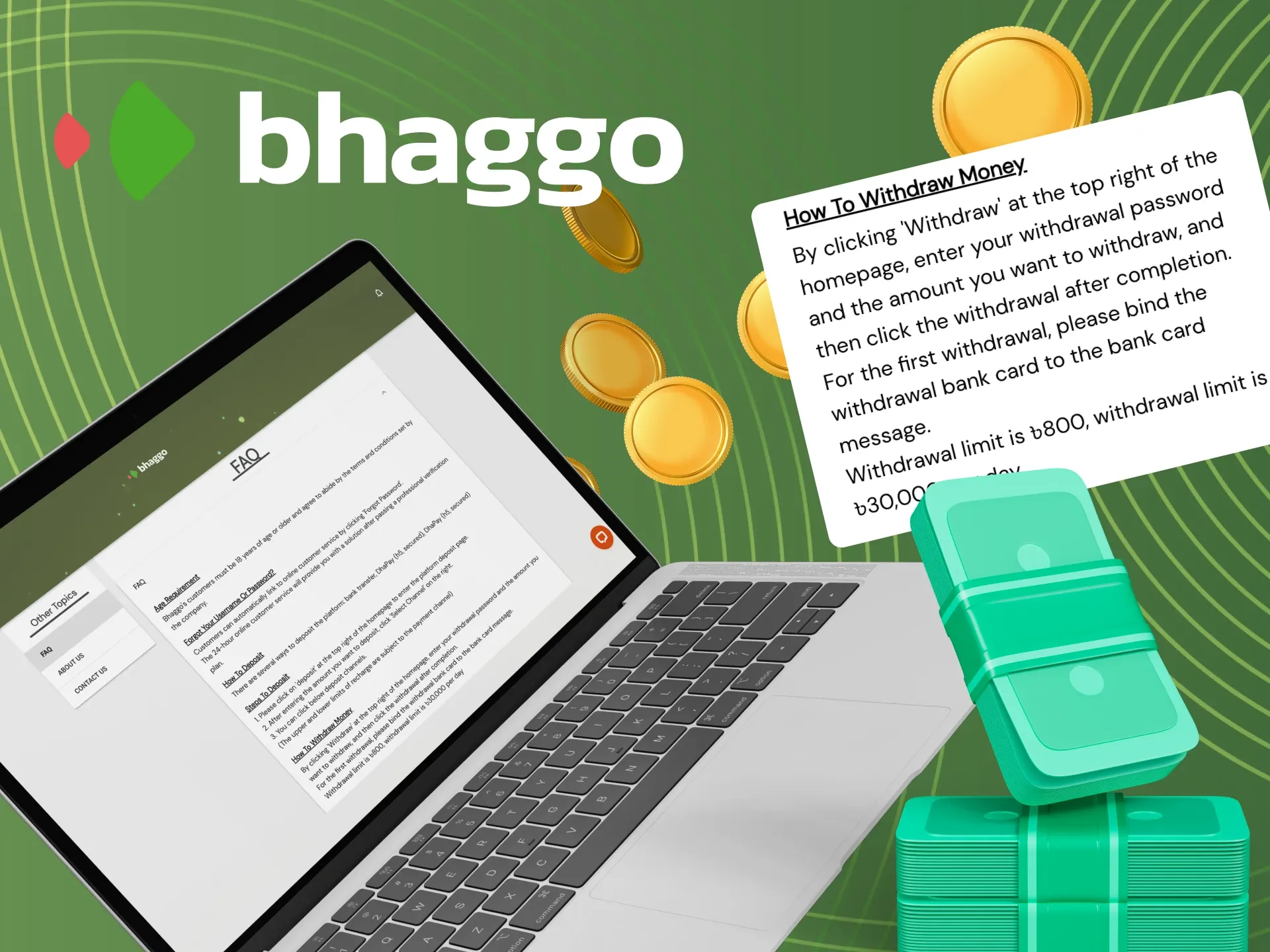 Are there conditions for withdrawing money on the Bhaggo online casino website.