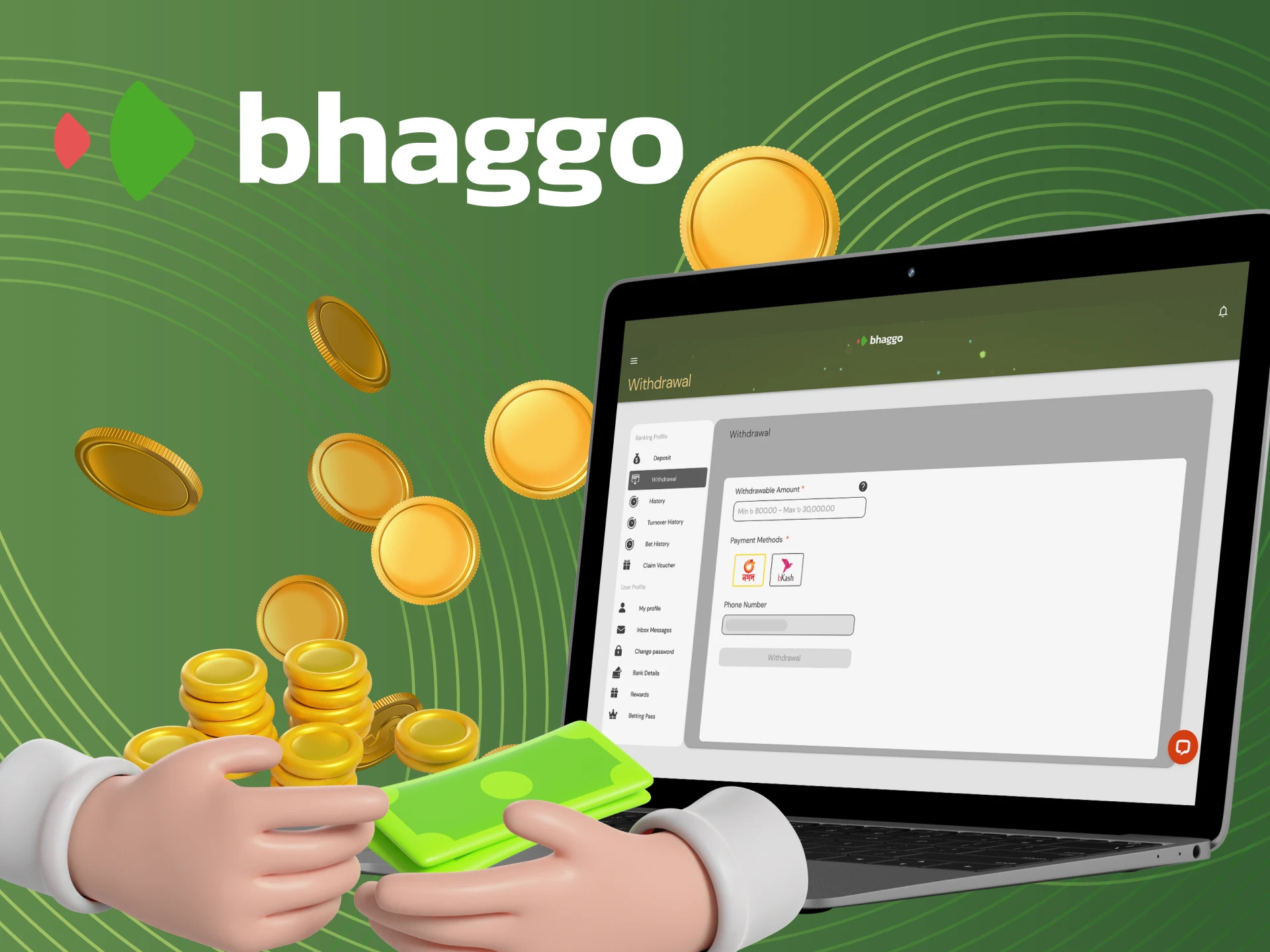 What payment systems are available on the Bhaggo online casino website.