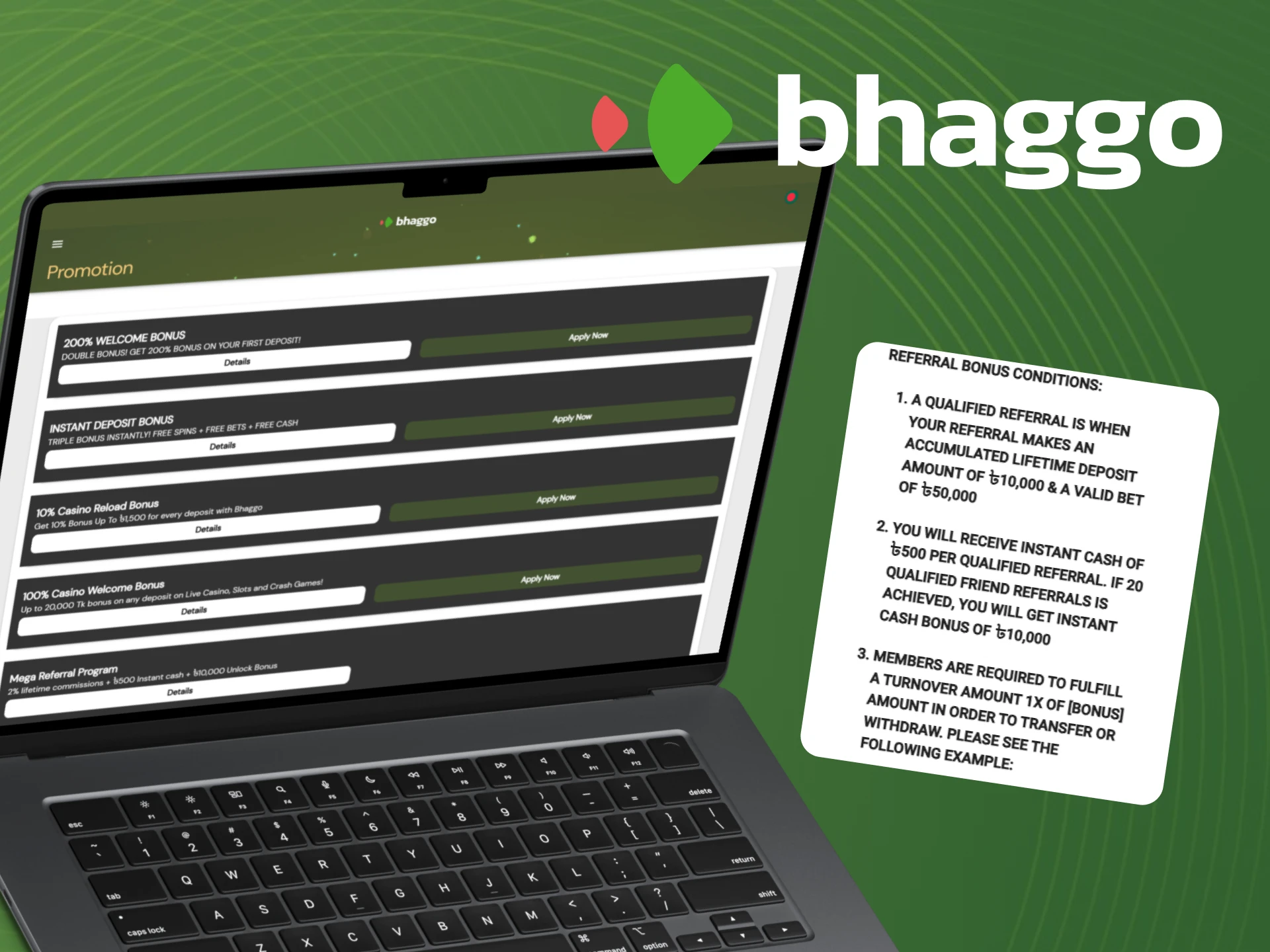 Find out about the referral bonus rules at Bhaggo.