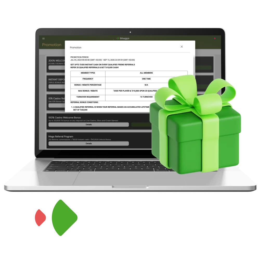 Bhaggo offers a referral program bonus.